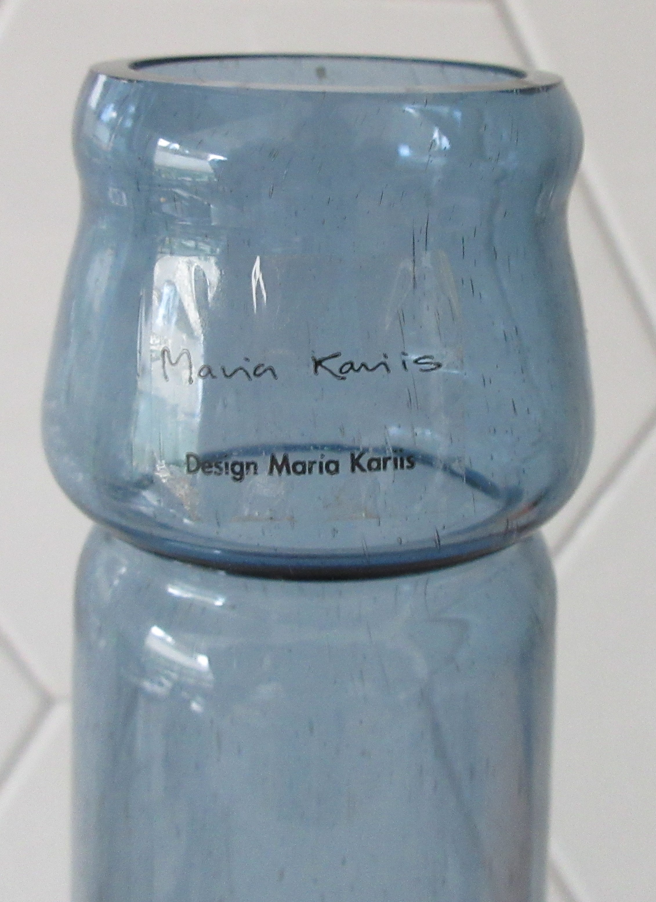 Maria Kariis - Blauwe grijze hand geblazen glazen slanke vaas kopen? Bied vanaf 14!