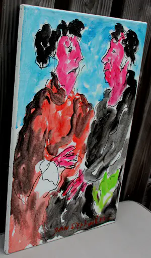 Jan Sierhuis - Olieverf op doek: "het gesprek" - 2016 kopen? Bied vanaf 699!