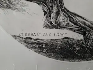 Willem Snitker - Ets, blinddruk, titel, Sint Sebastiaanpaard kopen? Bied vanaf 30!