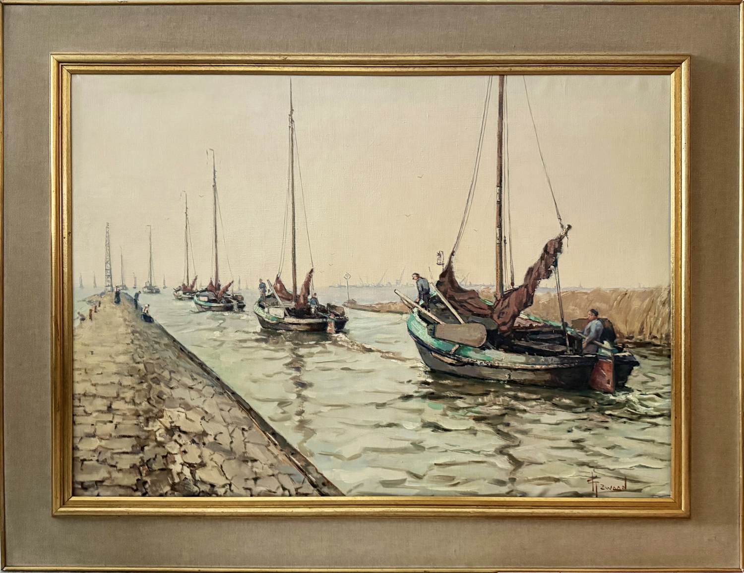 Klaas Zwaan - Botters verlaten de haven van Spakenburg verkocht voor € 500!