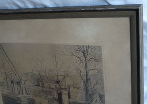 Frans IJserinkhuijsen - Ingelijste ets, “Overtoomse Sluis, Amsterdam” - 1945 kopen? Bied vanaf 35!