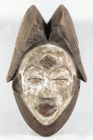 Punu - Vrouwelijk masker met een wit gezicht kopen? Bied vanaf 1!