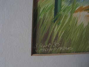 Erna van Mondfrans - Magnifiek pointillistisch Pastel "Landschap Arriege Frankrijk" gesigneerd - kopen? Bied vanaf 10!