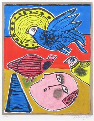 Corneille - Zeefdruk, l'Oiseau bleu - Ingelijst kopen? Bied vanaf 150!