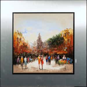 Henry Brand - Olieverf op doek, Stadsgezicht - Ingelijst verkocht voor € 50!