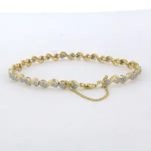 18k bicolour gouden armband met single cut geslepen diamant 1.20ct - 17cm kopen? Bied vanaf 1250!