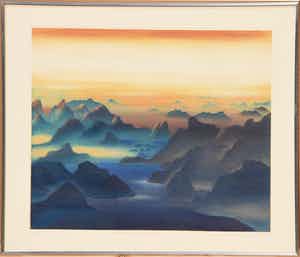 Arndt Maibaum - Genesis Berge und Seen - Orignal-Farbradierung limitiert 34/350 verkocht voor € 100!