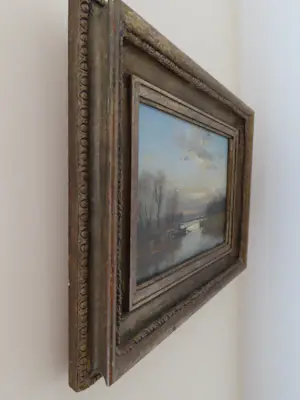 Frits Goosen - Schilderij water landschap met visser in bootje kopen? Bied vanaf 350!