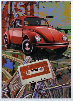 Alfred Degens - Zeefdruk, Autobahn - Ingelijst kopen? Bied vanaf 35!