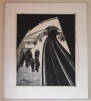 Joost Minnigh - Ets eigen druk "Wachten op de Metro" - 1986 kopen? Bied vanaf 85!