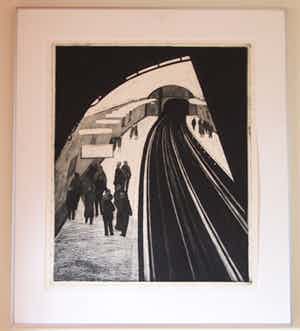 Joost Minnigh - Ets eigen druk "Wachten op de Metro" - 1986 verkocht voor € 85!