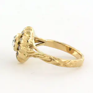 14k geel gouden entourage ring bezet met roos geslepen diamant tot. 0.40ct kopen? Bied vanaf 410!