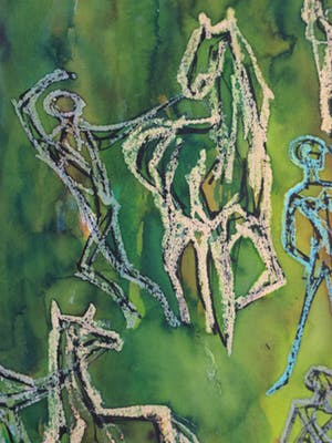 Klaas Pijlman - Gemengde techniek , “Mens en Paard” – 1965 – 60 x 40 cm kopen? Bied vanaf 75!