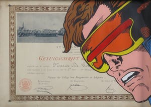 Jan Bollaert - Gemengde techniek op papier, Getuigschrift - Ingelijst kopen? Bied vanaf 40!