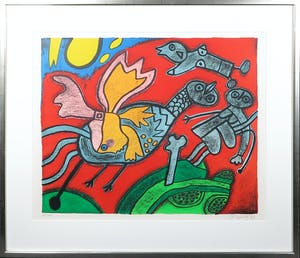 Corneille - Zeefdruk, L’ange descendu des Astres - Ingelijst kopen? Bied vanaf 200!