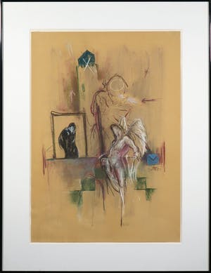 Henny van der Vegt - Pastelkrijt, Zonder titel - Ingelijst kopen? Bied vanaf 1!