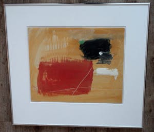 Eugene Brands - Gouache: compositie met geometrisch element - 1992 kopen? Bied vanaf 1250!
