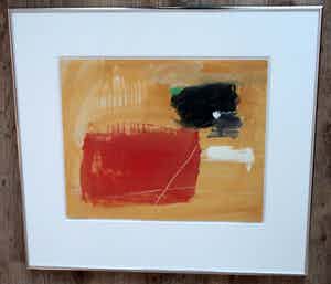 Eugene Brands - Gouache: compositie met geometrisch element - 1992 verkocht voor € 1250!