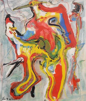 Jan te Wierik - Acryl op papier, Zonder titel - Ingelijst kopen? Bied vanaf 700!