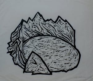 Anne Semler - lino op rijstpapier: Kratersee - 1987 kopen? Bied vanaf 30!