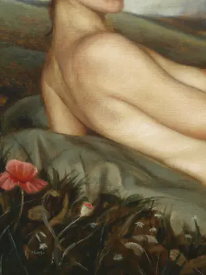 Cas Waterman - Olieverf op doek , ‘Corot’ , Naakt, landschap en kikker - 2003 kopen? Bied vanaf 500!