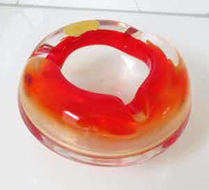 Verreries de Fauquez - Artisanat de Belge- Braine le Compte - Grote kunstglazen sixties asbak verkocht voor € 10!