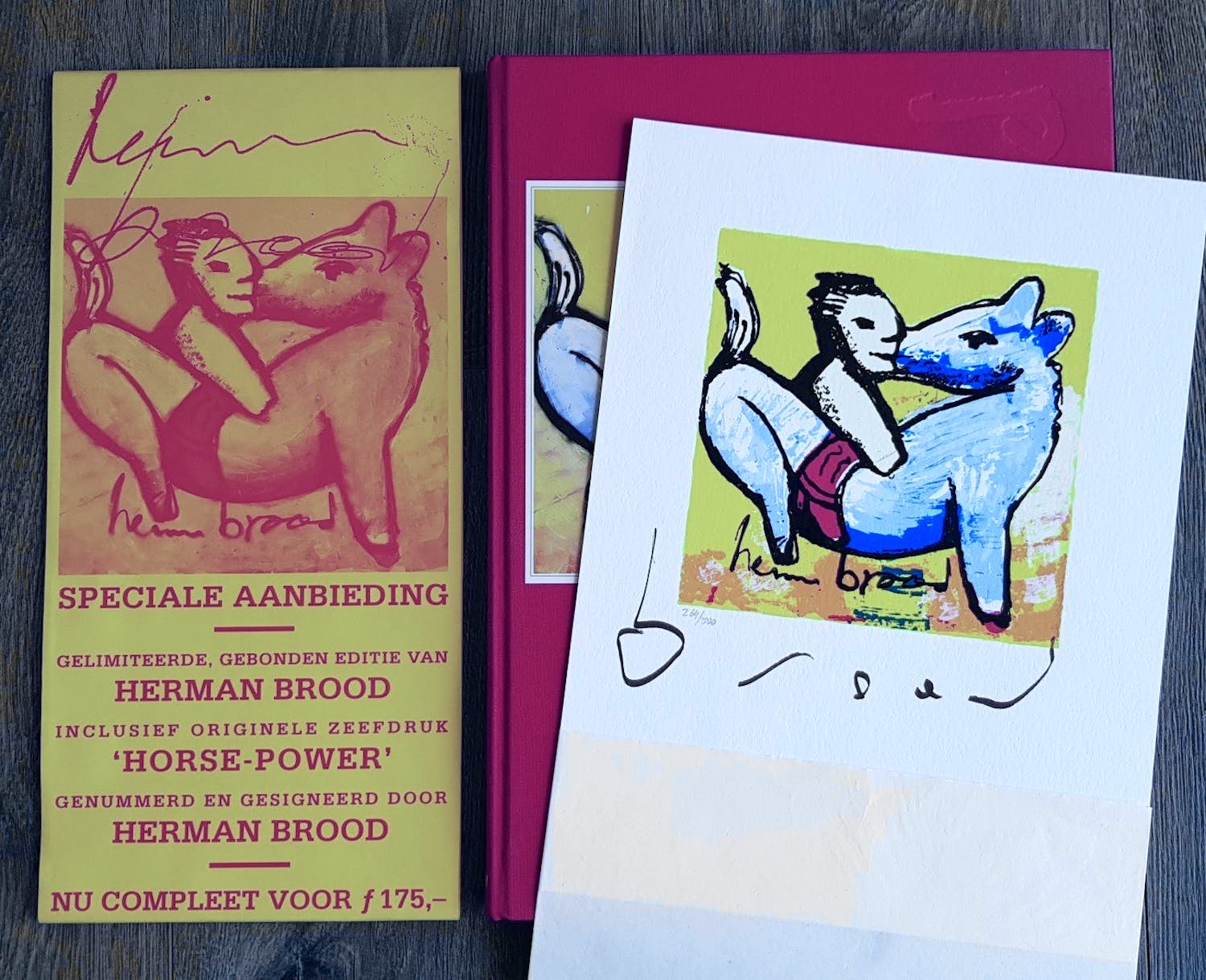 Herman Brood - Gelimiteerd kunstboek met zeefdruk "Horse Power" verkocht voor € 275!