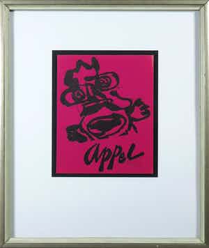 Karel Appel - Gesigneerde litho uit de uitgave Ariel 44 - Ingelijst verkocht voor € 1!