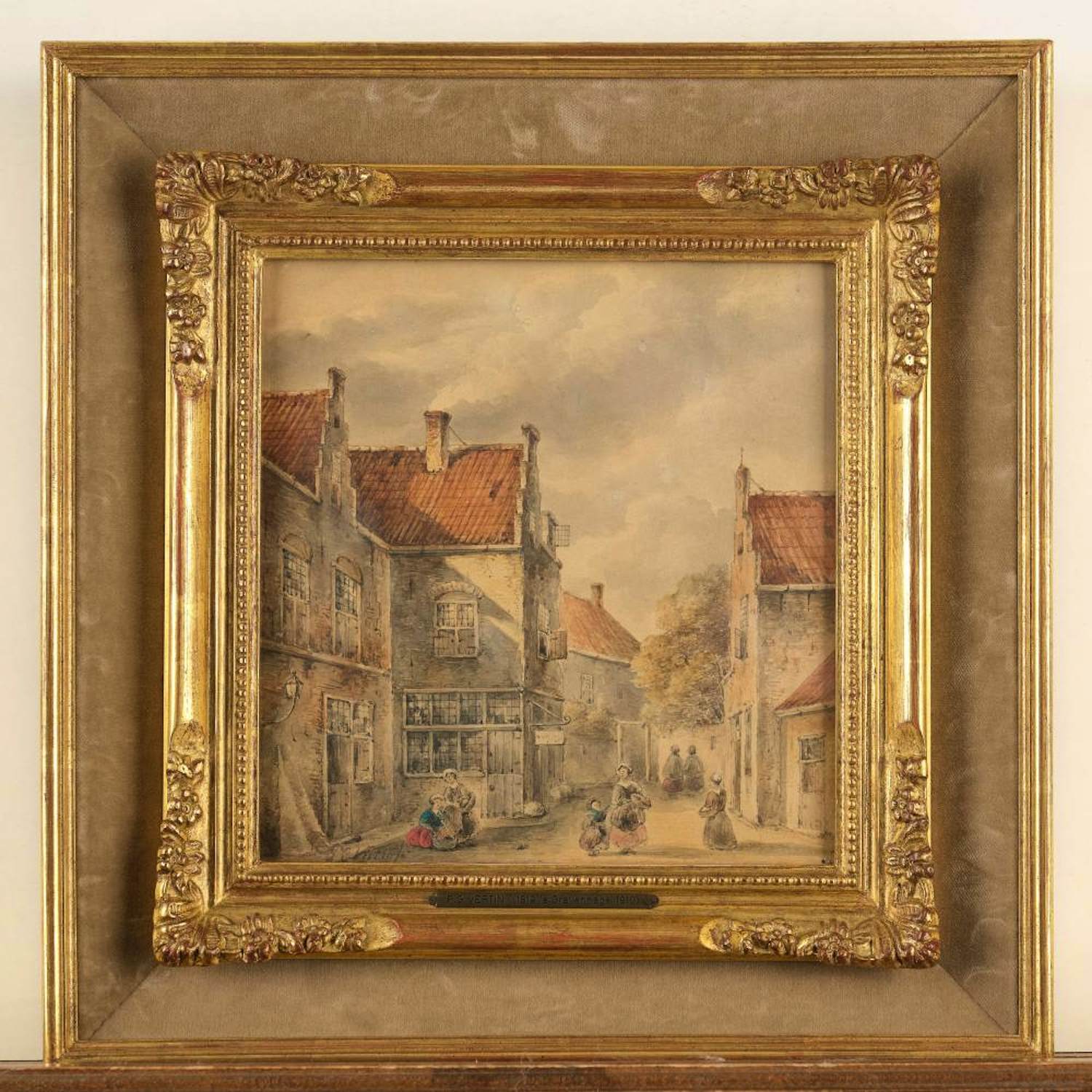 Buy Petrus Gerardus Vertin - Stadsgezicht met vrouwen en kinderen? Bid from 225!