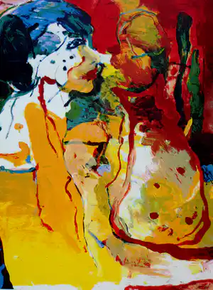 Kees van Bohemen - Ingelijste zeefdruk: Meisje met kat - 1978 verkocht voor € 250!