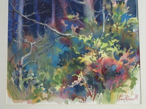 Klaas Pijlman - Aquarel , “Bos” – gesigneerd & ingelijst – Groot - 1965 kopen? Bied vanaf 75!