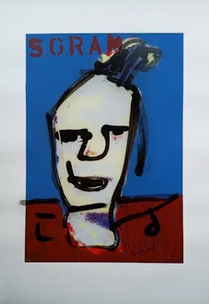 Herman Brood - MIXED-MEDIA--Zeefdruk en Spuitbus 5-GRAM Handgesigneerd kaufen? Bieten Sie von 10!