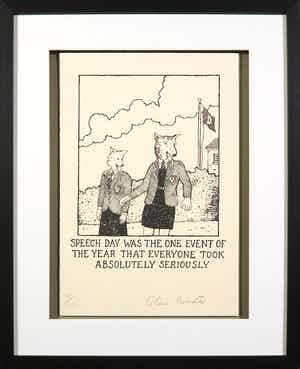 Glen Baxter - Litho, Speech day was the one event (...) - Ingelijst verkocht voor € 1!