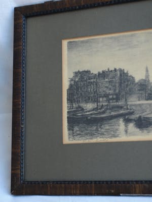 Louis Landre - Ingelijste litho, Prins Hendrikkade Amsterdam – ca 1925 kopen? Bied vanaf 25!