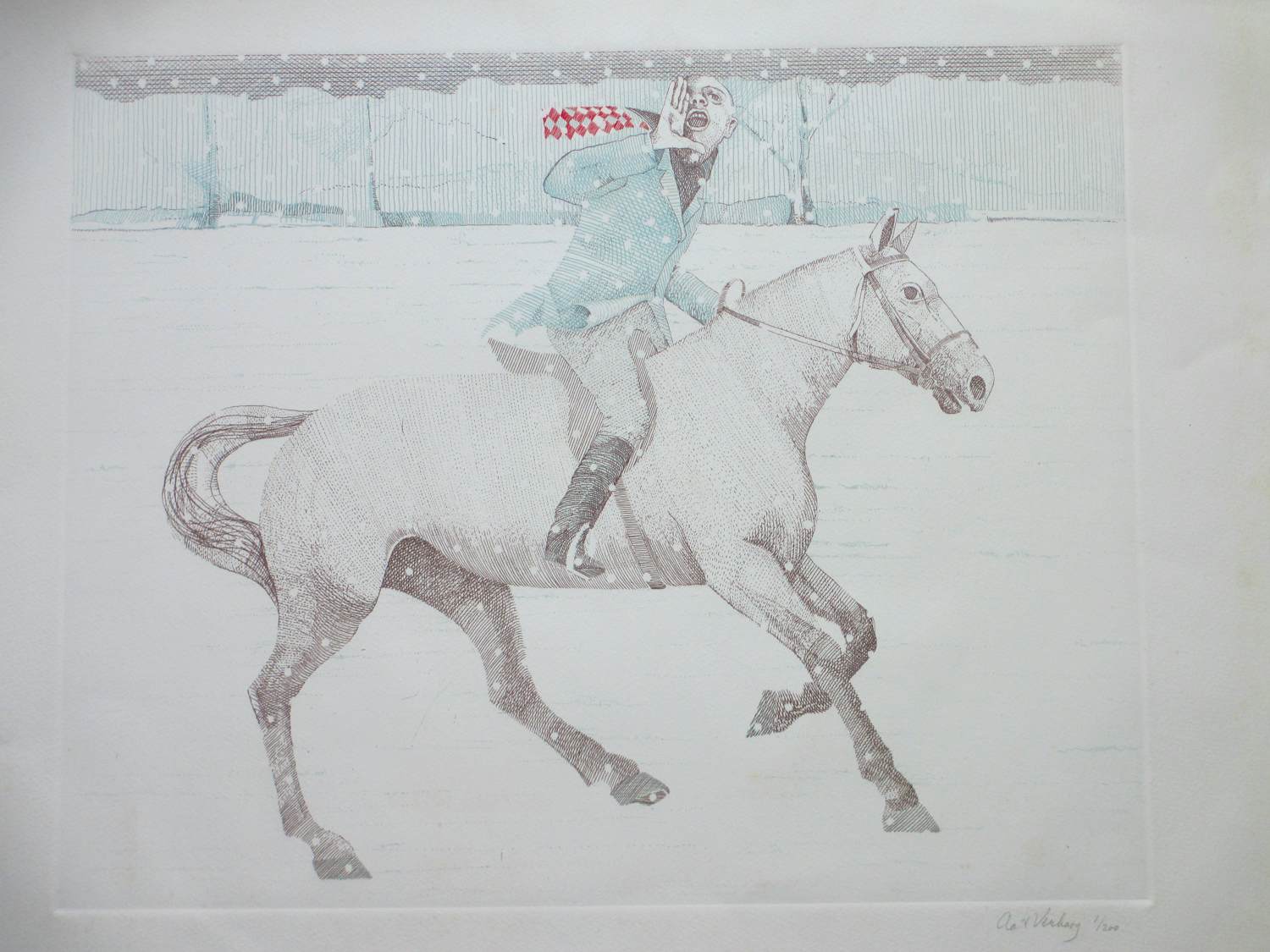 Aat Verhoog - Roepende Ruiter - Ets kopen? Bied vanaf 48!