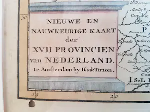 Isaac Tirion - Nieuwe en nauwkeurige kaart der 17 provincien van Nederland kopen? Bied vanaf 200!