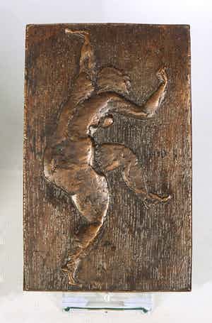 Adri van Rooijen - Bronzen plaquette, Naakt verkocht voor € 40!