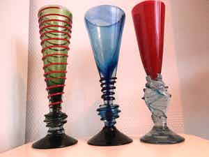 Grote mondgeblazen sier glazen / bokalen verkocht voor € 50!