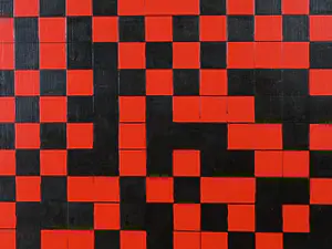 Pim Lenos - Olieverf op paneel, Geometrische compositie in rood (Zeer groot) kopen? Bied vanaf 1!