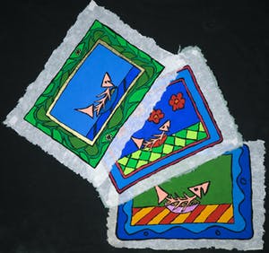 Piet Quekel - Lot van drie gouaches op rijstpapier, A spermwhale / Potvisch kopen? Bied vanaf 40!