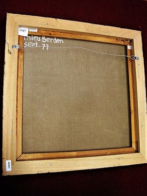 Mathieu Berden - 1977 - Krachtig Abstract Olieverf "Vierkant in Rood,Blauw en Goud" gesigneerd kopen? Bied vanaf 175!