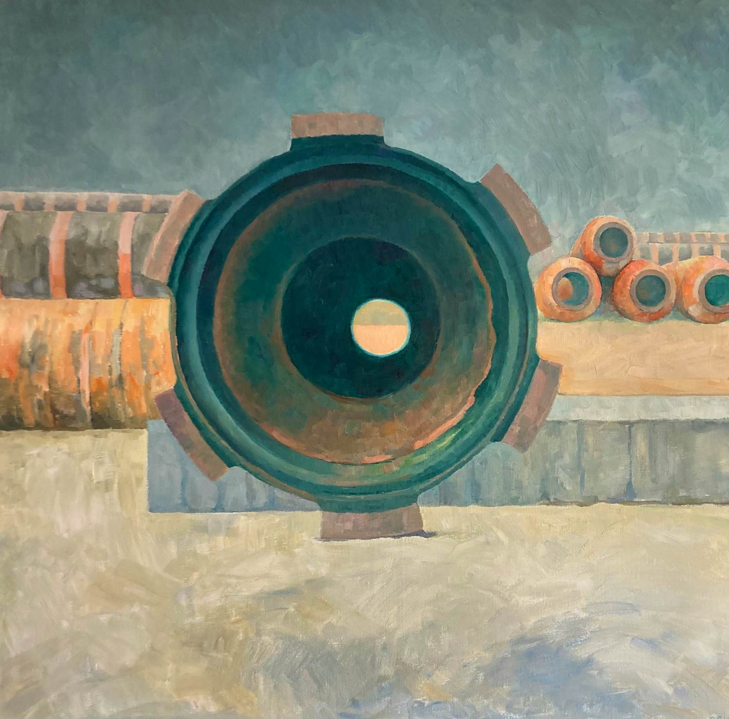 Nel Pot - acrylverf op doek - zonder titel - gesigneerd - 1988 - 100 x 100 cm kopen? Bied vanaf 150!