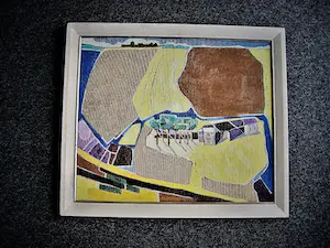 Niet of onleesbaar gesigneerd - Groot expressionistisch jaren 60 olieverf"'t Waar oost Groningen" gesigneerd kopen? Bied vanaf 1!