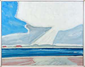 Paul Overhaus - Acryl op doek, Zeegezicht - Ingelijst verkocht voor € 80!