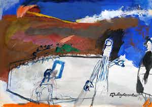 Pieter Defesche - Figuren in landschap, gemengde techniek op papier verkocht voor € 275!