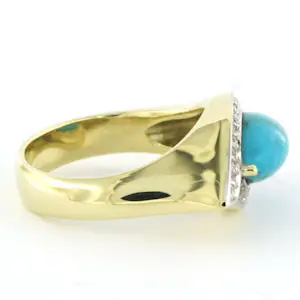 14k gouden ring met turkoois en briljant geslepen diamanten tot circa 0,15ct kopen? Bied vanaf 710!