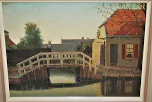 George Frederik Teyssen - Dorpsgezicht - olieverfschilderij kopen? Bied vanaf 1!