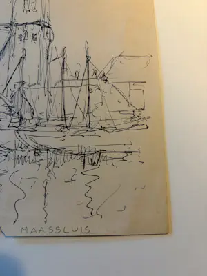Jaap Weiland - Inkttekening Maassluis kopen? Bied vanaf 50!