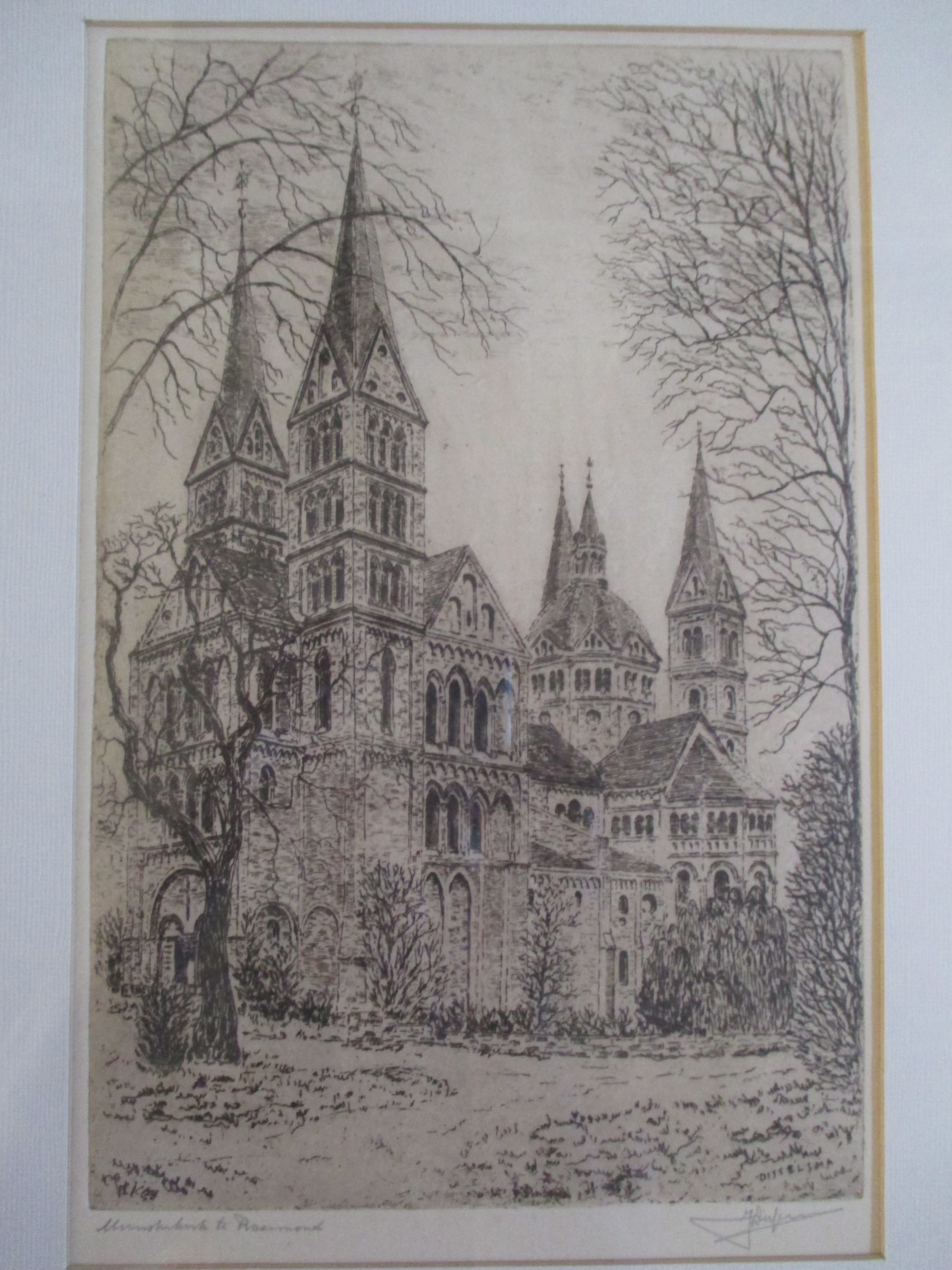 Jan Disselsma - Ingelijste ets Munsterkerk Roermond kopen? Bied vanaf 1!