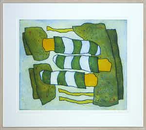 Lily Corver - Kleurenets, Zonder titel - Ingelijst verkocht voor € 35!